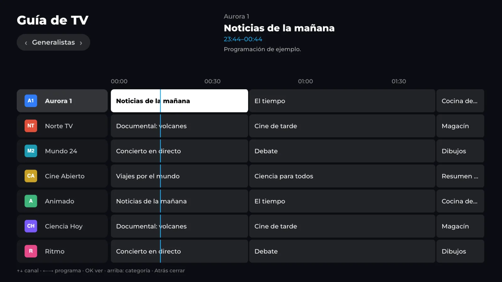 Guía de programación en directo